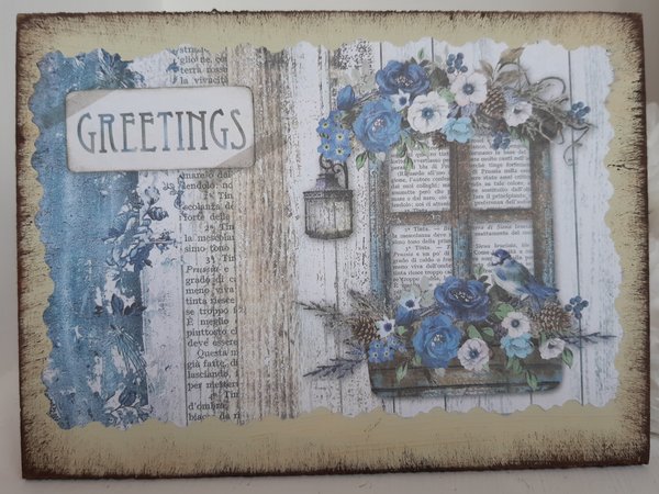 Holzpostkarten mit Blumen + Pflanzen, Grußkarten