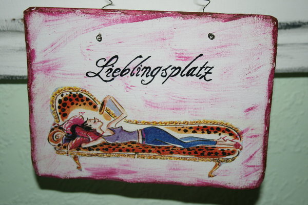 Holz TürSchild "Lieblingsplatz" pink Shabby chic