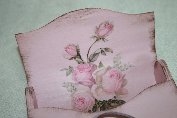 HolzBox f. Taschentücher rosa Antik Rosen Shabby