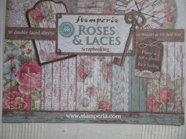 Scrapbooking Papier Set Roses & Laces Stamperia
