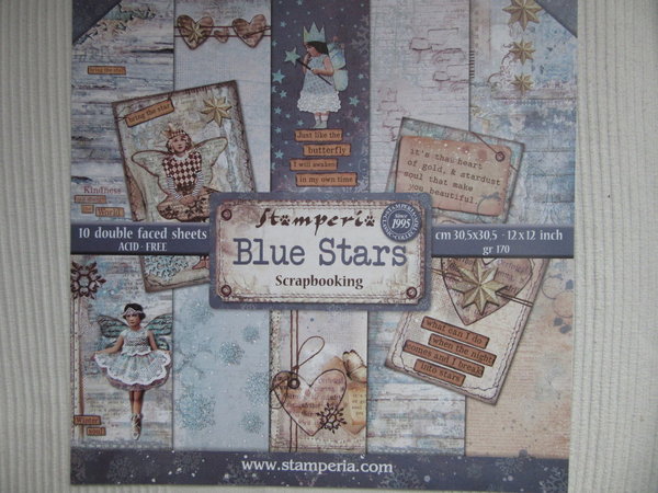 Scrapbooking Papier Block 10-er Set Blue Stars Stamperia