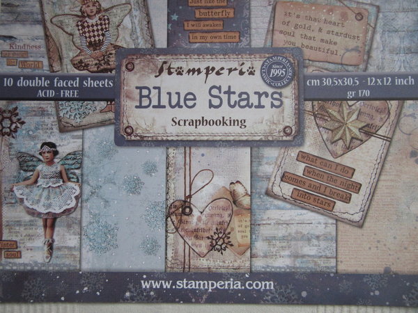 Scrapbooking Papier Block 10-er Set Blue Stars Stamperia