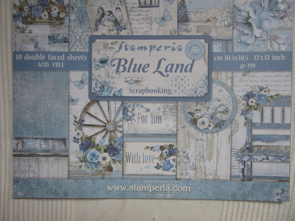 Scrapbooking Papier Block 10-er Set Blue Land Stamperia
