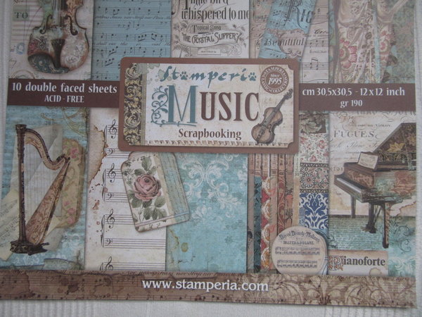 Scrapbooking Papier Block 10-er Set Music Stamperia