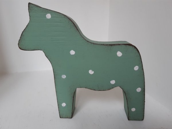 Dala Pferd Deko salbeigrün + Polka Dots Shabby Style