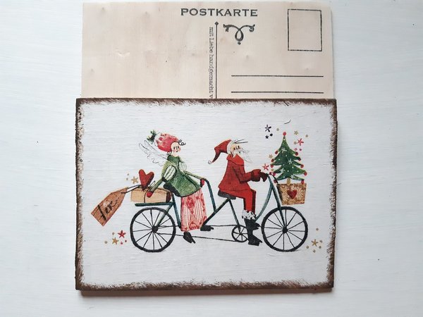 Holzpostkarte Weihnachtsfahrrad 1 Christmas Card