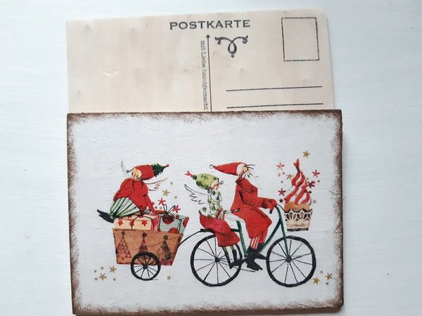 Holzpostkarte Weihnachtsfahrrad 2 Christmas Card