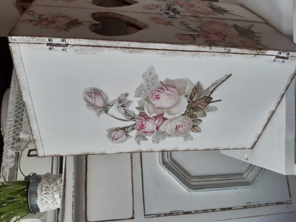 Toilettenpapierhalter Häuschen weiß Antik Rosen Dekor