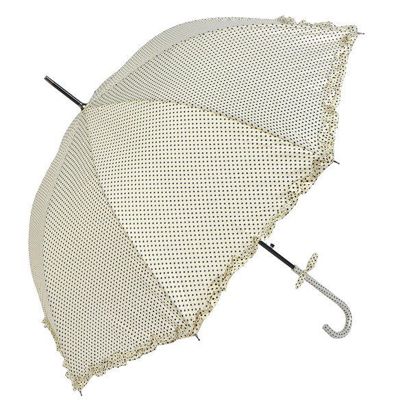 Regenschirm beige mit schwarzen Punkten + Rüschen - Juleeze -Clayre & Eef