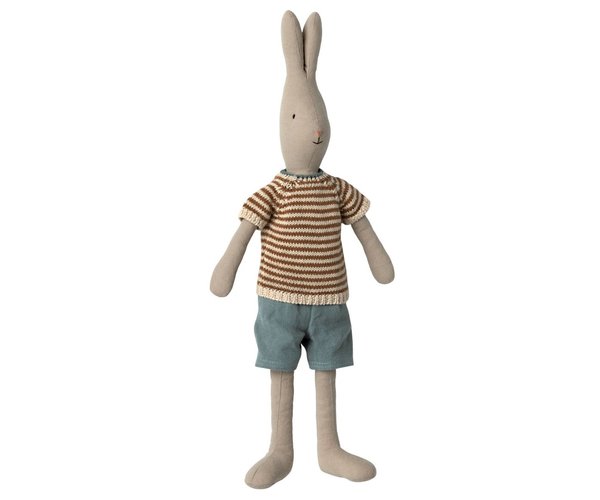 Maileg Kaninchen / Hase mit geringeltem Strickhemd + Shorts - Größe 3